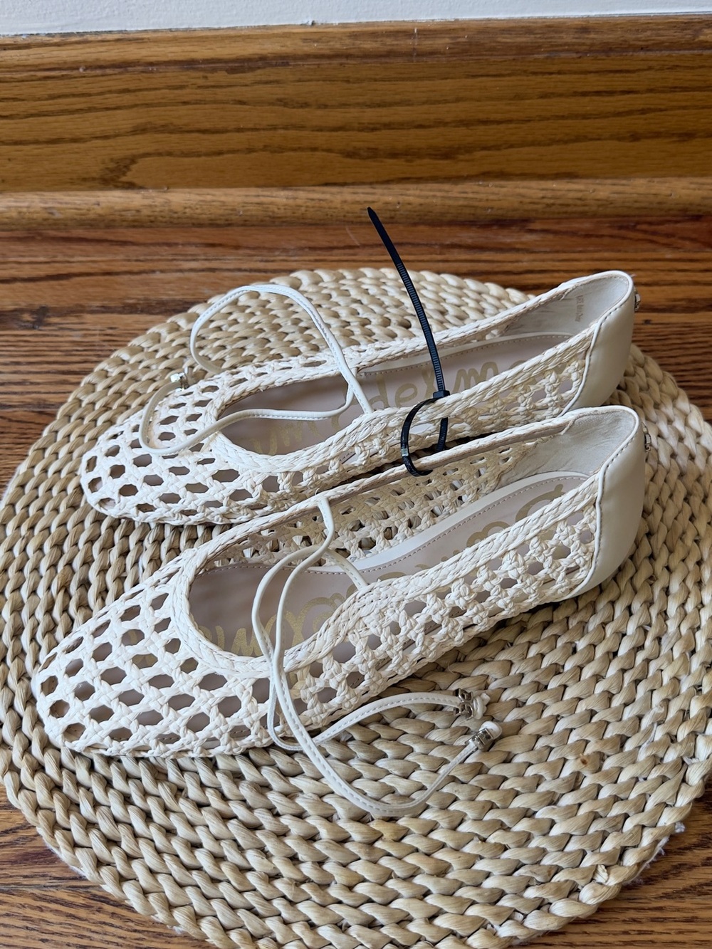 SAM EDELMAN MARCIE FLAT IN IVORY WEAVE 6 1/2